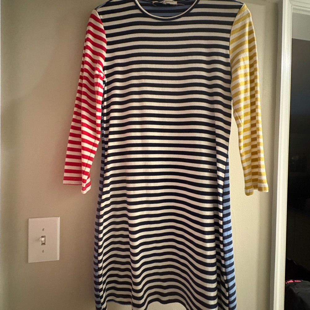 English Factory Striped Midi Dress - Red, Yellow, Blue